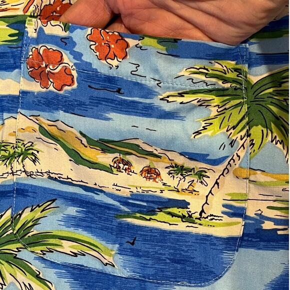 VTG Big Dogs Floral Hibiscus Palm Tree Button up Shirt Hawaiian w/ Pocket Men 3X - Picture 4 of 13